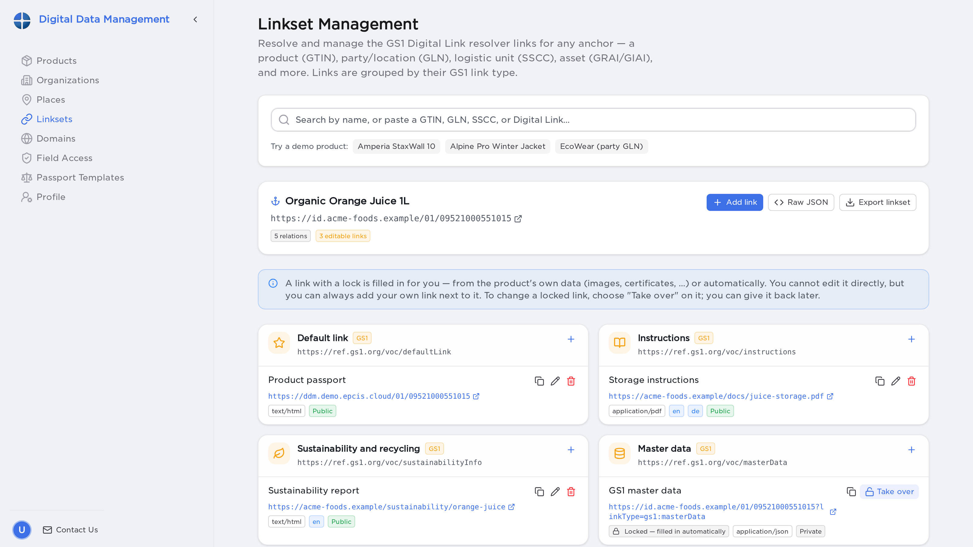 The linkset explorer