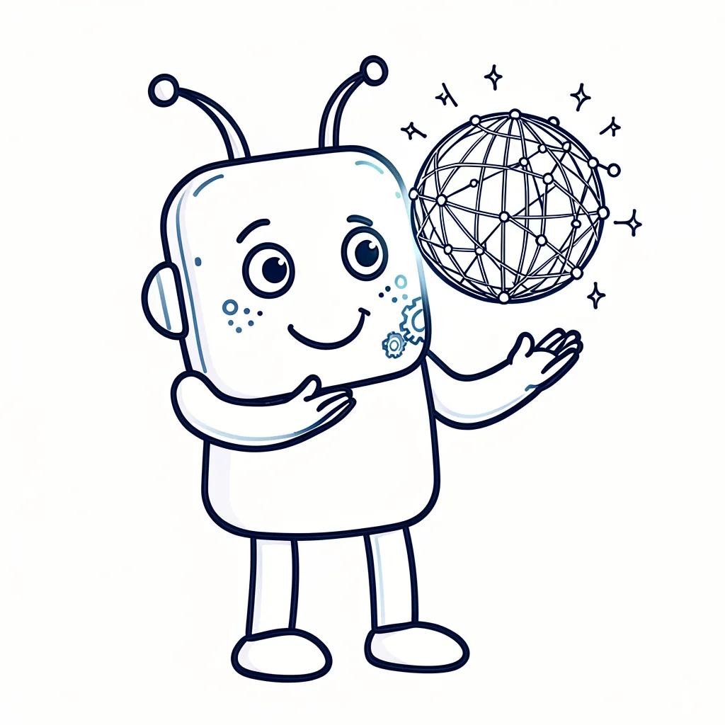 Robot holding a knowledge graph — the ontology in one picture