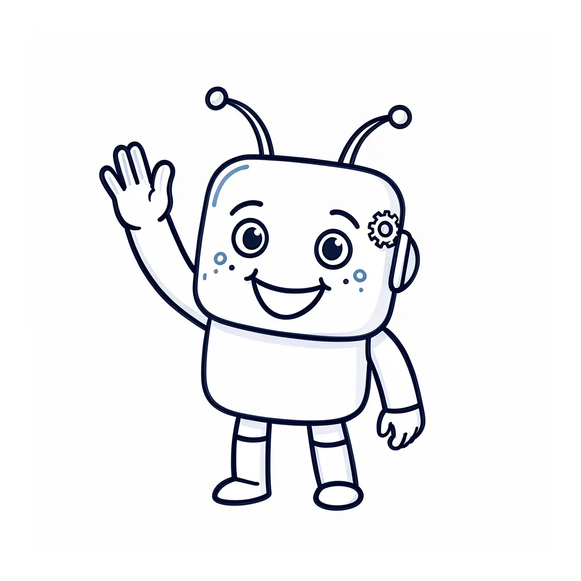 Friendly robot agent waving hello